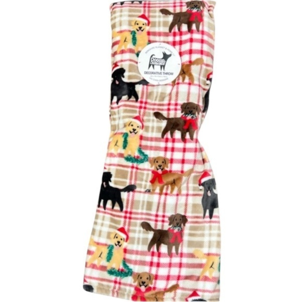Berkshire - ‘Mix Breed Holiday Pups’ plush throw. 60” x 70” NWT Firm! Last one!